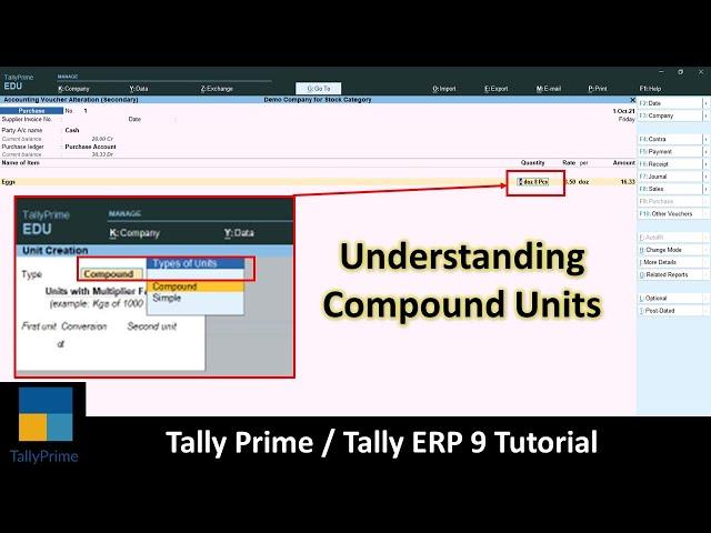 How To Create Compound Units in Tally Prime / Tally ERP Tutorial