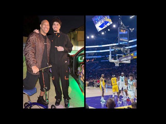 LaMelo Reacts To Dad Lavar Ball Losing His Foot Before Lakers Game... ️