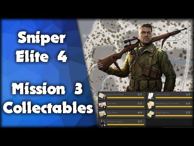 Sniper Elite 4 | Mission 3 All Collectibles Locations | Stone Eagles, Letters and Documents |