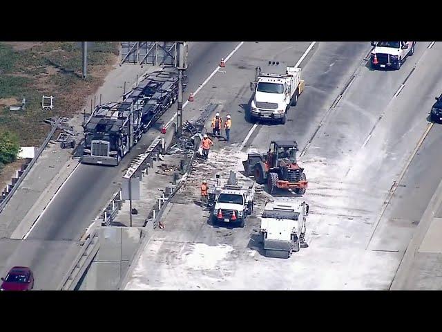 SB 5 Fwy remains shut down in Elysian Park after semitruck's spilled payload of fries