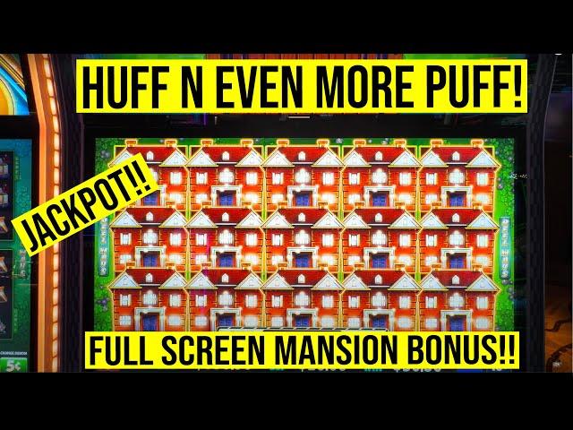 FULL SCREEN MANSION BONUS JACKPOT!! HUFF N EVEN MORE PUFF SLOT! HARD HAT EDITION!