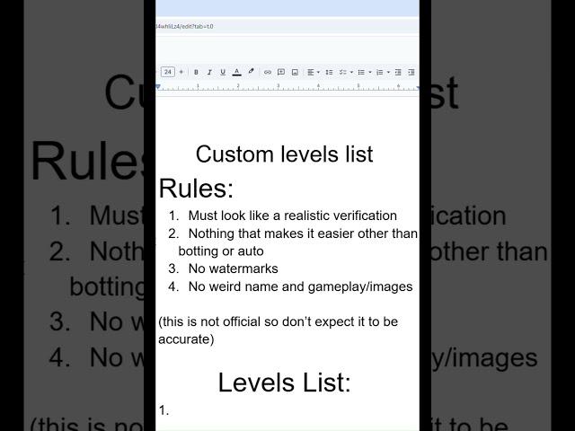 Custom levels list