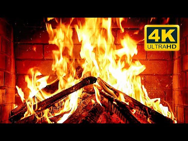  Cozy Fireplace 4K (12 HOURS). Fireplace with Crackling Fire Sounds. Crackling Fireplace 4K