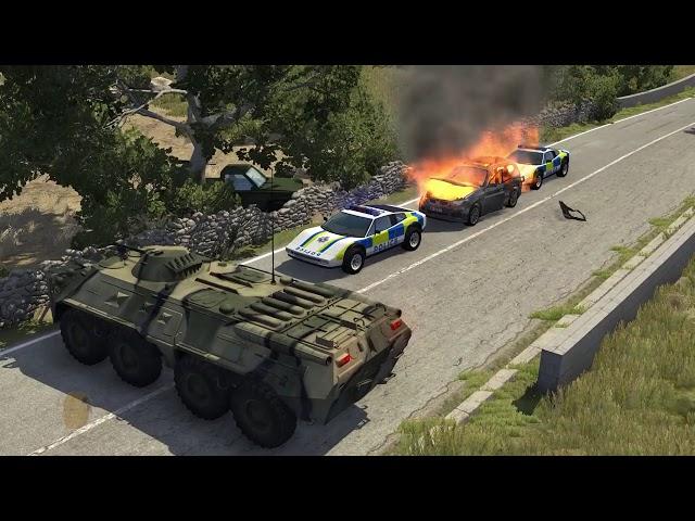 Police Motorcade Attacks 4   BeamNG drive 720p