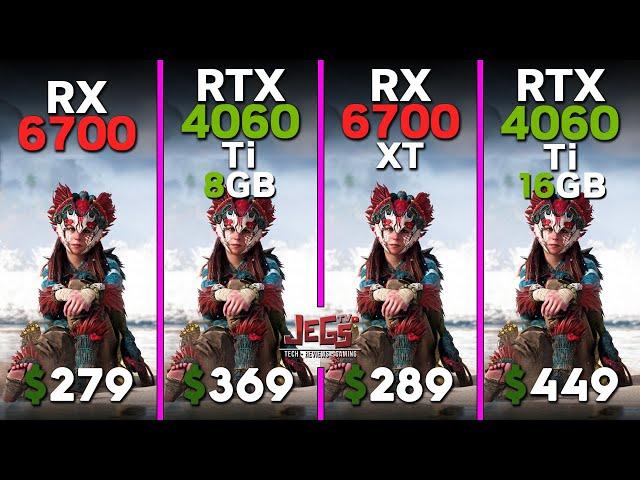 RX 6700 vs RTX 4060 Ti 8gb vs RX 6700 XT vs RTX 4060 Ti 16gb | Ryzen 5 7600 | Tested in 15 games