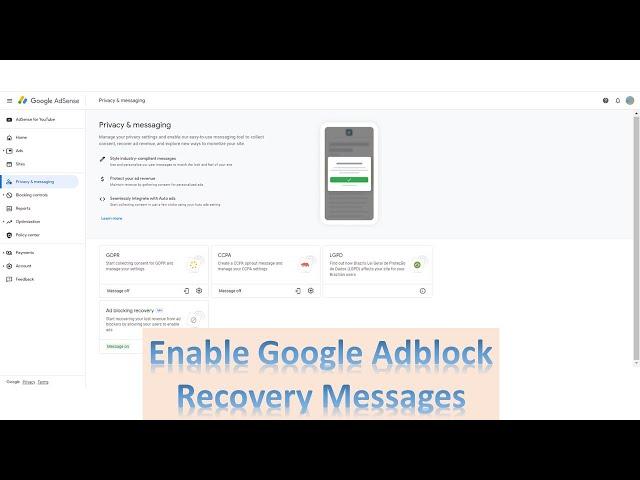 How to Enable Google Adblock Recovery Messages