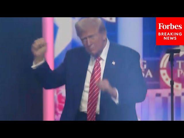 JUST IN: Trump Breaks Out His 'Trump Dance' After Speaking To Turning Point USA's 'AmericaFest'