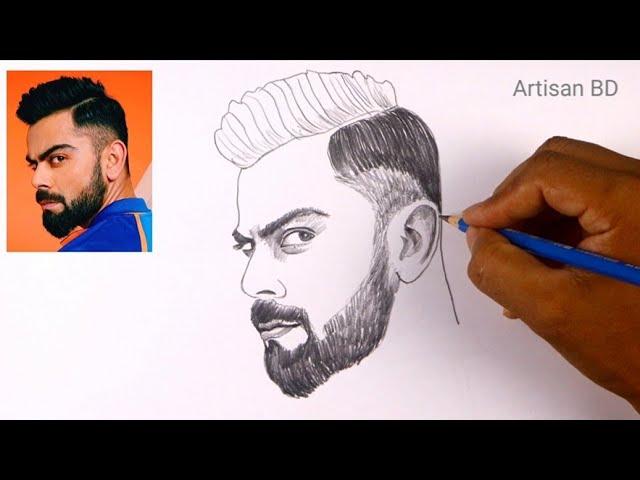 How To Draw Virat Kohli pencil sketch, virat kohli cricket player from India #viratkohli