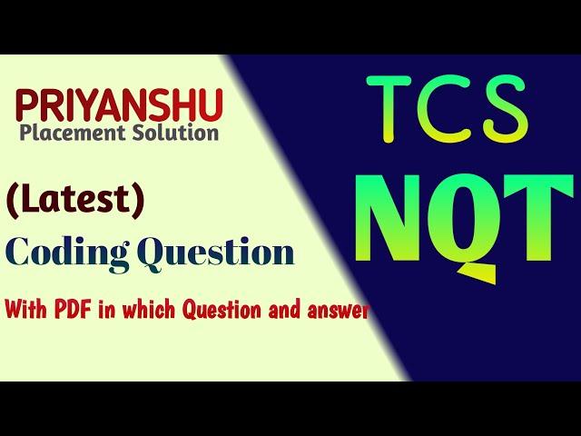 TCS NQT Coding Question with Solution (Latest)| NQT Question with answer | NQT Preparation | TCS NQT