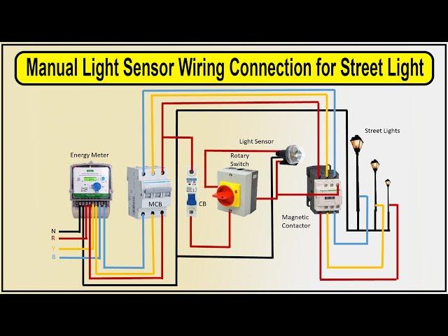 Manual light sensor wiring connection for street light | street light wiring