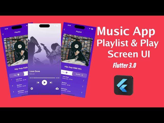  Flutter Music App UI - Playlist & Song Screen UI | Devhubspot