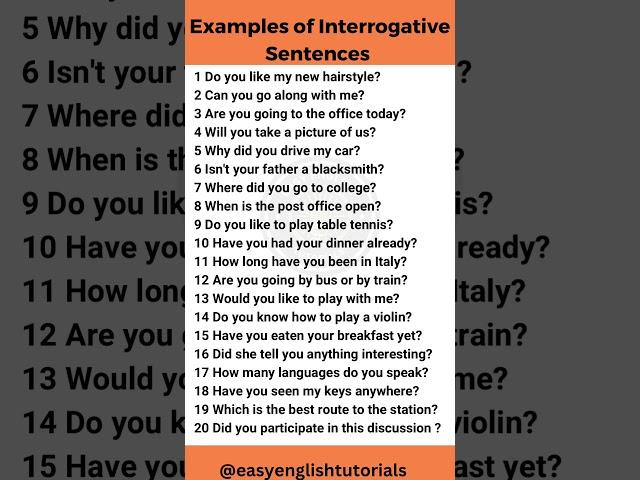 Interrogative Sentence #shorts #sentences #english #interrogativesentences #youtubeshorts