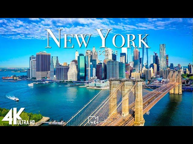 FLYING OVER NEW YORK (4K UHD) - Relaxing Music With Beautiful Natural Landscape (4K Video Ultra HD)