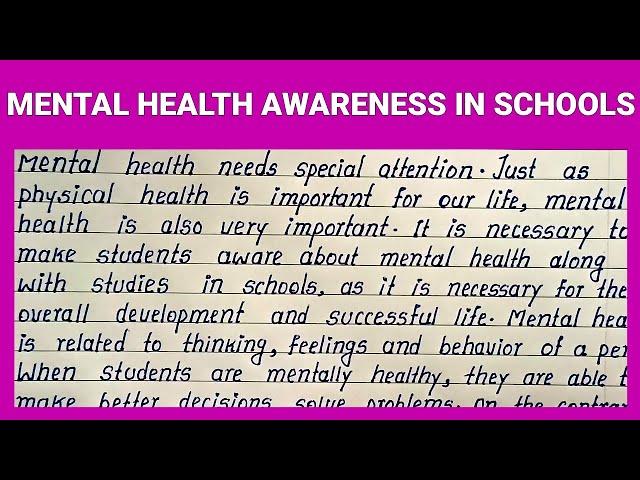 Write English Essay on Importance of Mental Health Awareness in Schools | Mental Health Awareness