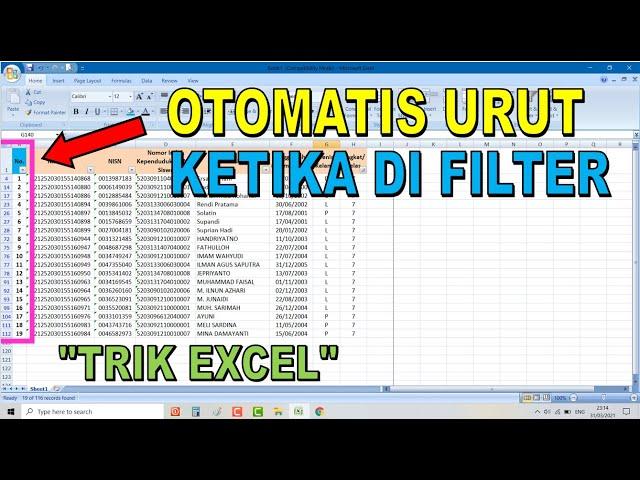 Cara Membuat Nomor Urut Otomatis Saat Data di Filter di Microsoft Excel