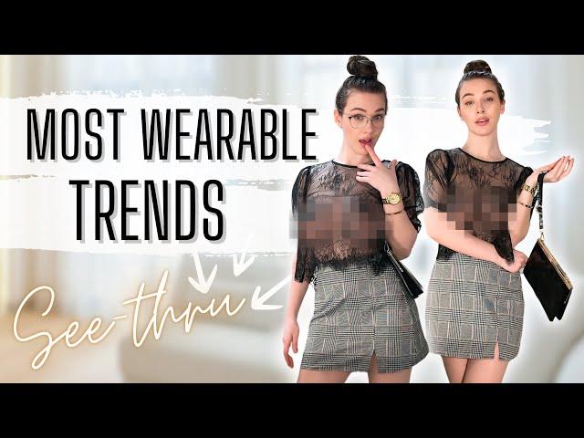 4K Stunning Transparent Secretary Look Try On Haul Sheer Lace Top