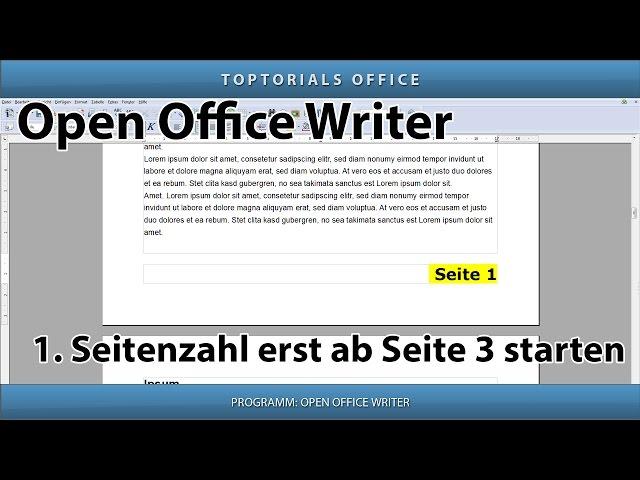 1. Seitenzahl z.B. erst ab Seite 3 beginnen (Open Office Writer)