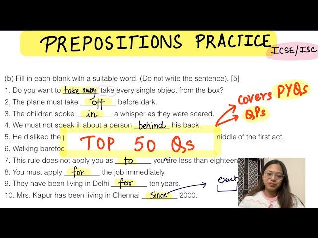 Prepositions practice session | ISC/ICSE | 50 Qs Boards special #isc #icse #boardexam