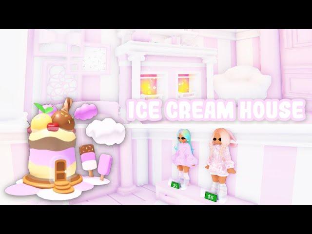 cute pink entrance of the ice cream house speed build  adopt me