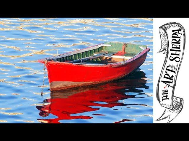 Easy Red boat acrylic painting tutorial for beginners step by step | TheArtSherpa