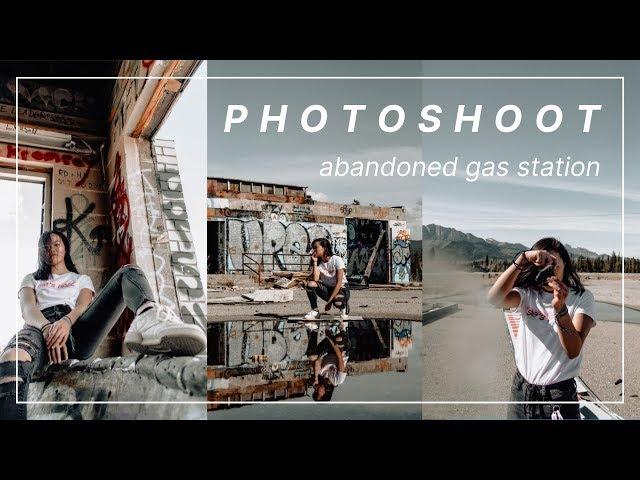 photoshoot at an abandoned gas station