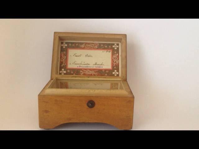 Antique Thorens Music Box 2 Songs with Hand Painted Cover c1920