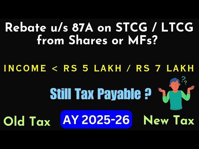 Tax on STCG and LTCG on Sale of Shares & MFs if income below Rs 5 Lakh or Rs 7 Lakh FY 2024-25 II