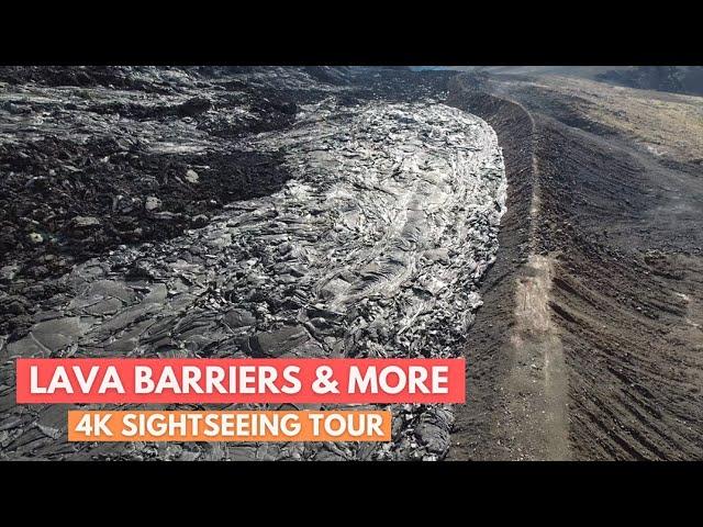 Iceland Volcano Flyover  - The Lava Barrier At Risk And The Volcano Town