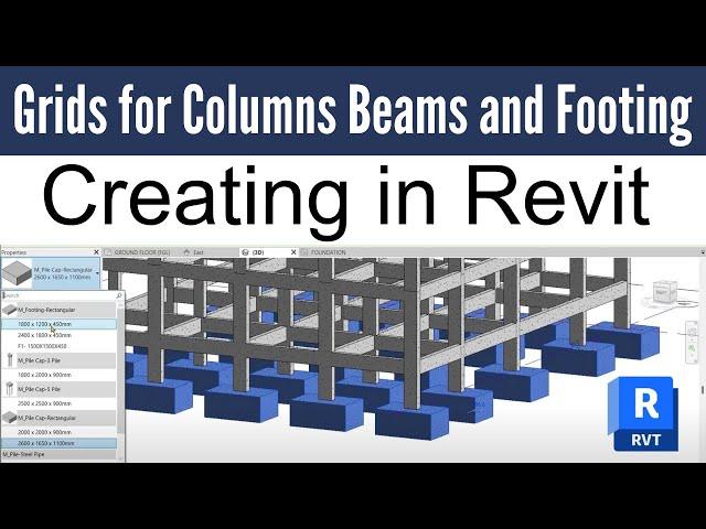 Creating Grids for Columns Beams and Footing in Revit | For Beginners