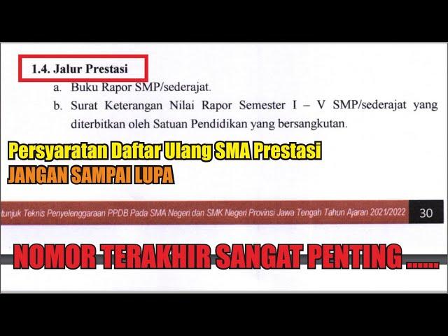 Persyaratan Daftar Ulang SMA Jalur Prestasi PPDB 2021