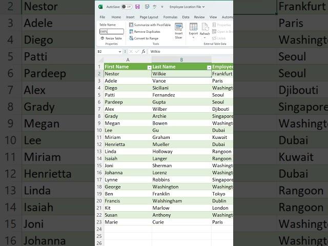 How to Name Tables in Microsoft Excel