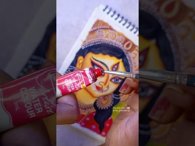 Maa Durga painting with Watercolor ️ #shorts #durgapuja