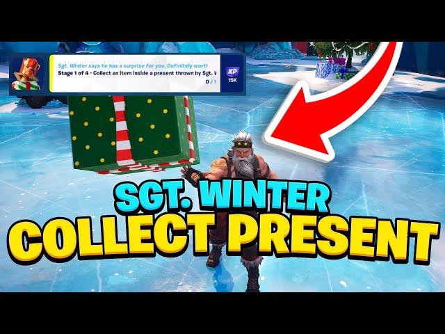 How To EASILY Collect An Item Inside A Present Thrown By Sgt. Winter! (Fortnite Winterfest Quest)