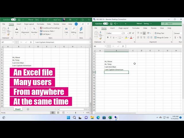 Create 1 Excel file for multiple users from anywhere