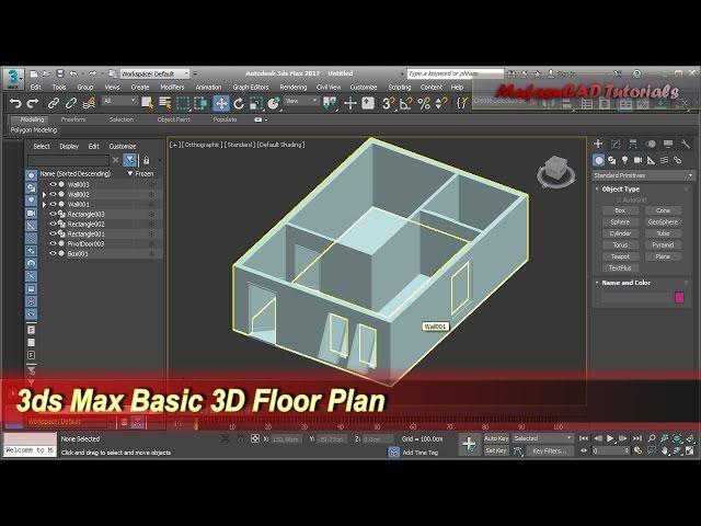 3ds Max Basic 3D Floor Plan Modeling | Wall Door Windows Tutorial