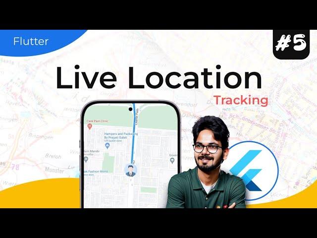 #5 Flutter Google Map with Live Location Tracking | Direction, Custom Marker & Polyline in Hindi