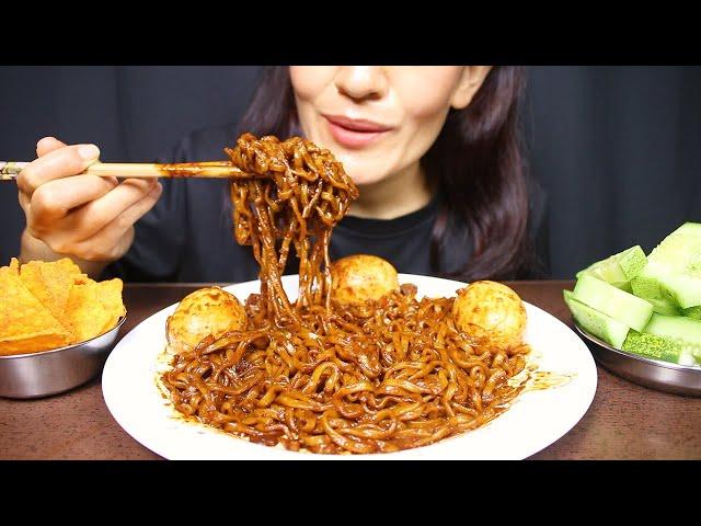 SPICY JJAJANG BULDAK RAMEN NOODLES #ASMR/EATING SHOW MUKBANG #BULDAKCHALLENGE #KOREANBULDAKRAMEN