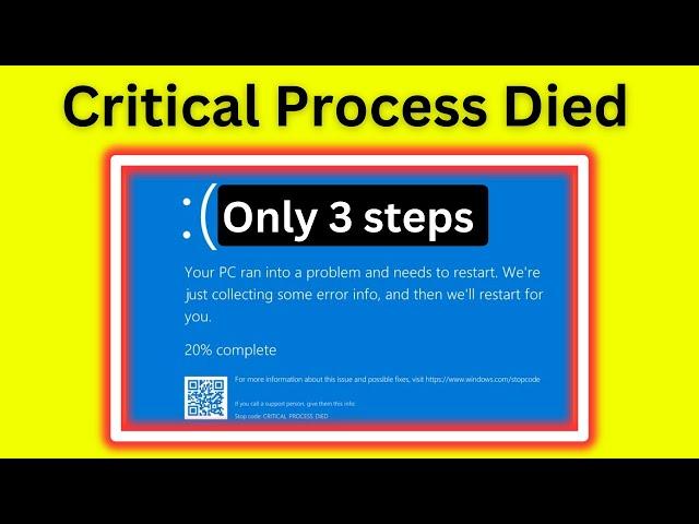 How to fix "Critical Process Died" in Windows 11/10 solution 2024? Stop code critical process died