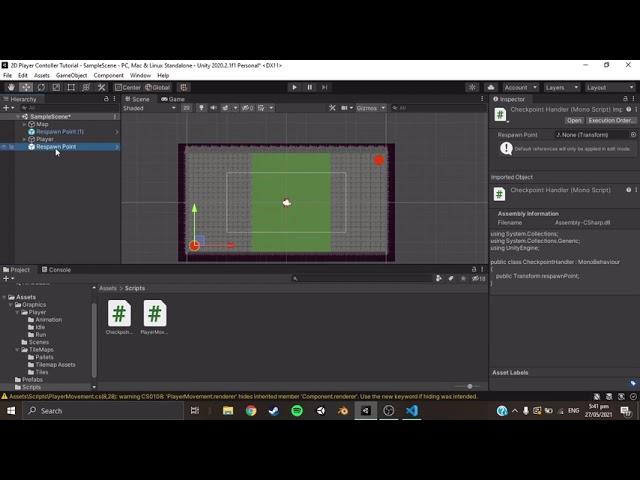 Unity Coding : Making Respawn Points For Your Top Down 2d Game