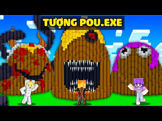 Thử Thách Xây Tượng Bạn Bè POU Sinh Tố Team Trong Minecraft