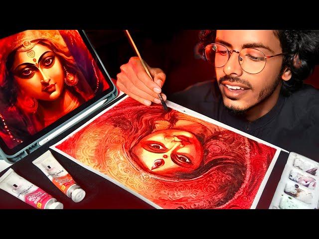 Ma Durga Beautiful Painting Tutorial with WATER COLOUR