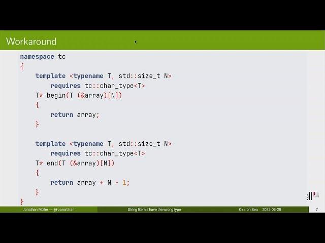 Lightning Talk: C++ String Literals Have the Wrong Type - Jonathan Müller - C++ on Sea 2023