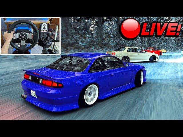 LIVE Assetto Corsa Snow Touge Drifting With Traffic | Logitech G27 + Wheel Cam