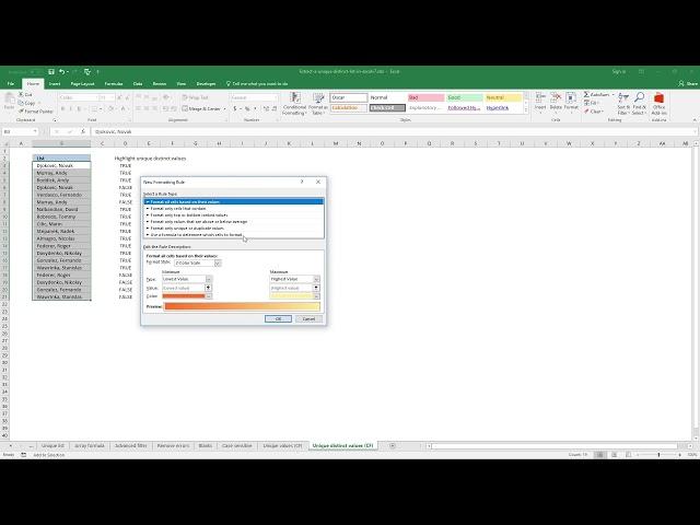 Highlight unique distinct values - [Conditional Formatting]