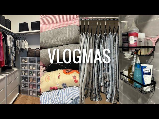 VLOGMAS DAY 7: aesthetic closet organization/hacks + my bedtime routine!