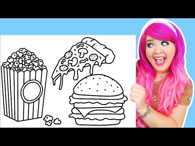 Coloring Pizza, Burger & Popcorn Coloring Pages