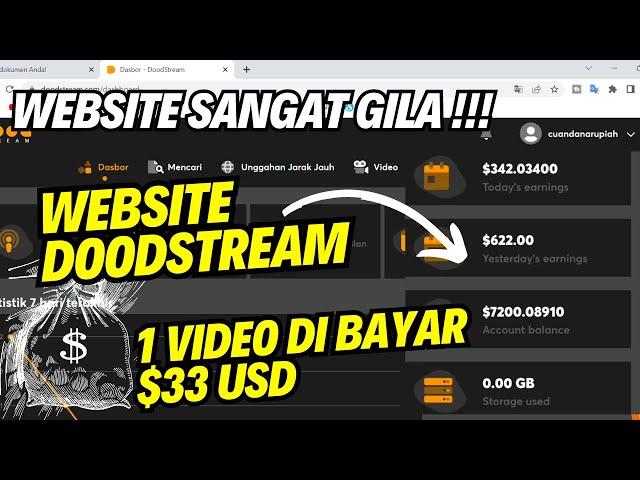 Hanya Pake HP Dibayar $33 USD Dari Upload 1 Video di Website Doodstream