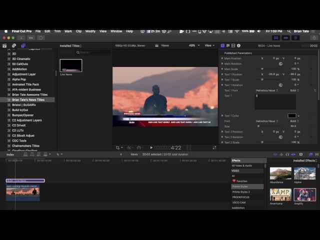 FCPX Broadcast News Lower Third Example