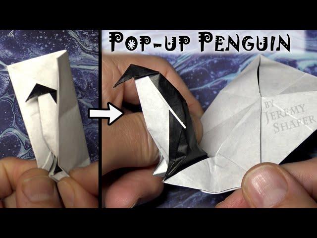 AMAZING Origami Penguin Pop-up Card With Walking Action 