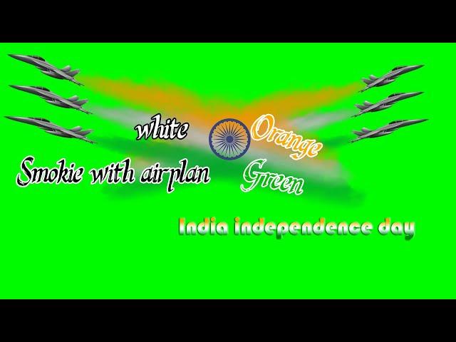 NO copyright |green screen airplan with smoke in tri colour